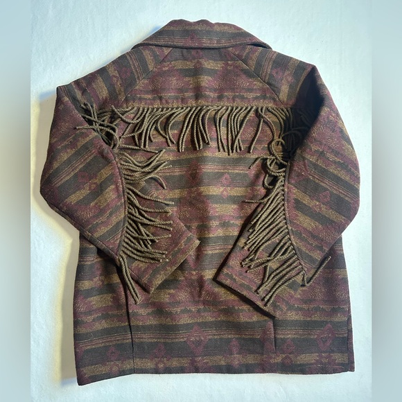 Sam Edelman Western Fringe Blazer Jacket Oversized Womens Medium Southwestern - Picture 7 of 7